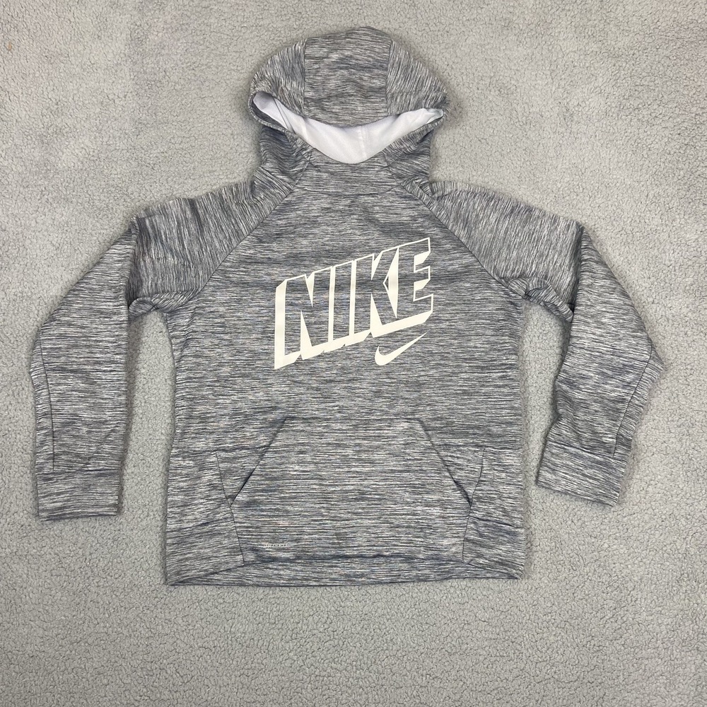 Nike Therma Fit Men's XL Grey Pullover Training Hoodie Spellout Logo‎